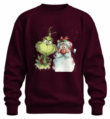 Immagine prodotto di Grinch Father Christmas divertente regalo di Natale vintage unisex felpa pullover, Borgogna, S