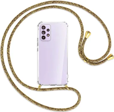 Produktbild von Handykette Backcover-Schutzhülle mit Band (Metall goldfarben) für Samsung Galaxy A53 5G - braun+beige