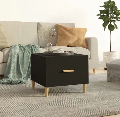 Image de The Living Store Table basse noire 50x50x40 cm bois composite