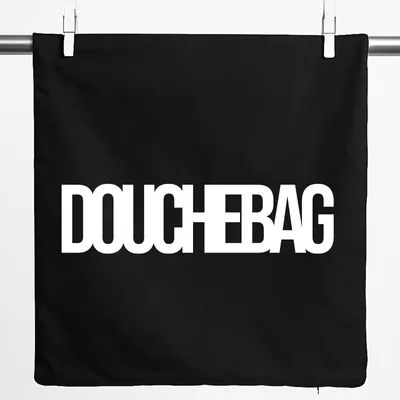 Produktbild von Huuraa Kissenbezug Douchebag Schriftzug 40x40cm Black Baumwolle Dekokissenbezug Geschenkidee