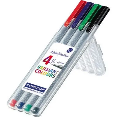 Obrázek produktu pro STAEDTLER 334 SB4 - Černá - Modrá - Zelená - Červená - Šedá - Polypropylen (PP) - Trojúhelník - Inkoust na vodní bázi - Kov