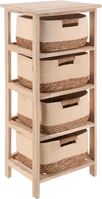 Immagine prodotto di TENDANCE | Mensola da bagno - Mensola portaoggetti - 37 x 27 x 86 cm - Marrone-beige - Mensola da bagno - con 4 livelli