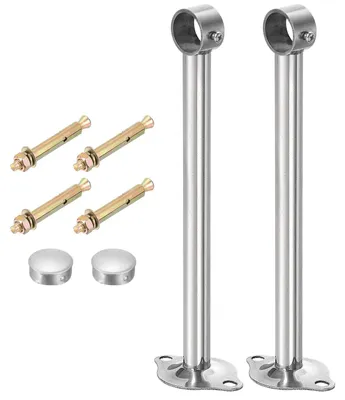 4er-Set Deckenhalterungen für Vorhangstangen, 25 mm, 250 mm, Edelstahl