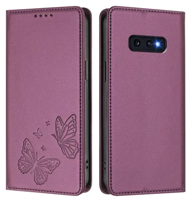 Image de Étui en cuir pour Samsung Galaxy S10E, motif papillon, étui portefeuille à rabat avec support, violet