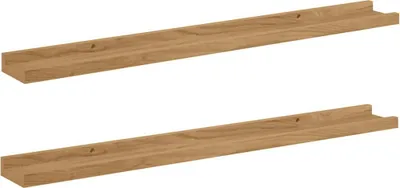 Zdjęcie produktu dla vidaXL Półka ścienna z półką, 2 szt., brązowa, 80 x 9 x 3 cm, materiał drewnopochodny