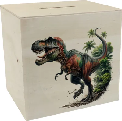 Produktbild von T-Rex Dinosaurier Spardose aus Holz