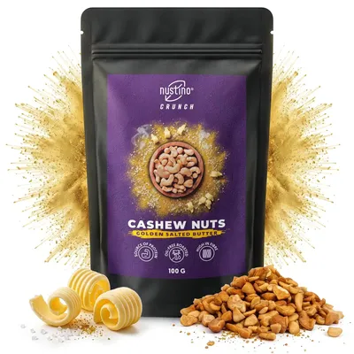 Produktbild von Nustino - Geröstete Cashewnüsse Salted Butter Crunch Gesalzene Butter 100g - Ohne Öl Geröstet - Reich An Ballaststoffen, Proteinreich - Gesunder Snack