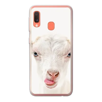 Produktbild von MuchoWow® Handyhülle Schutzhülle Hülle für Samsung Galaxy A20e Ziege - Porträt - Junge - Mädchen - Kinder - Weiß Silikon Softcase Handy Hülle - Abdeckung