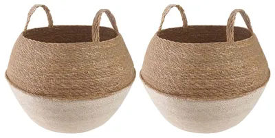 Productafbeelding van Plantenpot met handvatten 2 st Wit Ø 45 x 36 cm 100% Zeegras