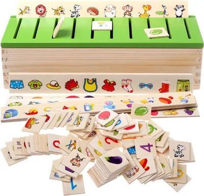 Produktbild von Lernspielzeug Montessori Holz Steckspiel, Sortierspiel, Kinder Spiele Spielzeug