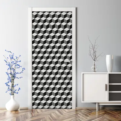 Produktbild von Dekorative Türtapete selbstklebend Klebefolie Türposter Türaufkleber Graue 3D Würfel 85 x 200 cm