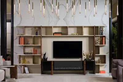 Image de Meuble TV bas avec espace de rangement – Pratique et élégant pour votre salon.