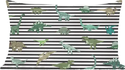 Produktbild von MuchoWow® Zierkissen Sofakissen Wohnzimmer Dekokissen 60x40 cm Kinderzimmer - Dinosaurier - Schwarz - Jungen - Mädchen - Kinder - Kopfkissen - Polster mit Foto