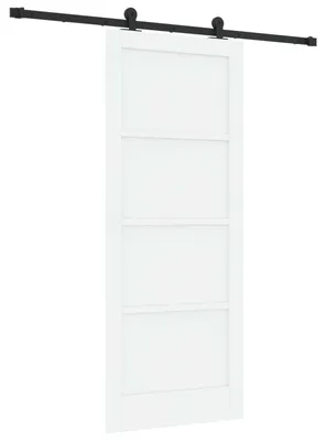 Image de vidaXL Porte coulissante blanche et noire 83 x 202 cm Bois de pin massif