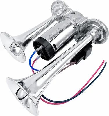 Immagine prodotto di 600 dB a doppia tromba, set di clacson super rumorosi con compressore, universali per auto, moto, camion, treni, barche da 12 V