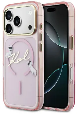 Immagine prodotto di Custodia Karl Lagerfeld Iml Choupettes Karl  Script Logo Magsafe per iPhone 17 Pro Rosa