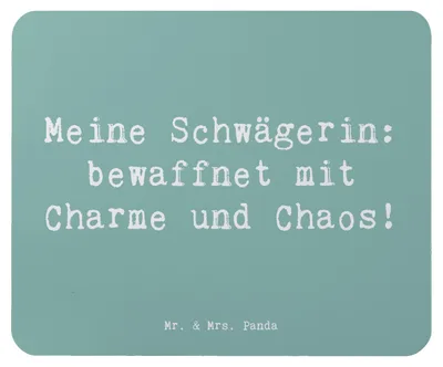 Produktbild von Mr. & Mrs. Panda Mauspad Spruch Schwägerin Charmant Chaos - Meeresbrise - Geschenk, pc mausunterlage, Humor, Mouse Pad, mousepad, herzerwärmende Sprüche, Handarbeit