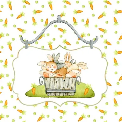 Produktbild von 20 Servietten Bunnies in Bucket - Hasen lieben Karotten 33x33cm