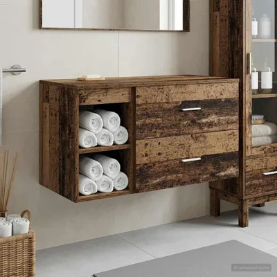 Image de Maison Exclusive - Ensemble de meubles de salle de bain, 2 pièces, en bois recyclé et matériaux composites