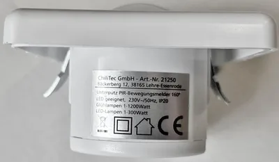 Obrázok produktu pre Detektor pohybu PIR na zapustenie 160°