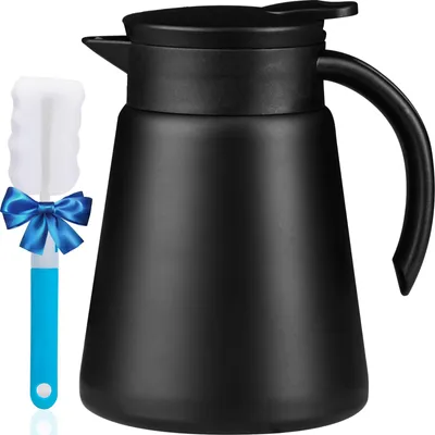 Thermoskanne 800 ml, Edelstahl, vakuumisoliert, schwarz