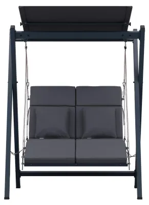 Produktbild von Blumfeldt Outdoor-Hollywoodschaukel Für 2 Personen, 160 kg Belastbar - Gartenmöbel Mit Verstellbarem Sonnendach, Sitzpositionen & Dickem Polster, Stabilem Rahmen Aus Langlebigen Materialien