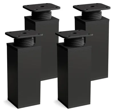 Produktbild von 4er Set sossai moderne Möbelfüße in Schwarzmatt 60mm höhenverstellbar Schrankfüße Sockelfüße