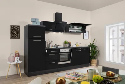 Produktbild von Küche Küchenzeile Küchenblock Eiche Schwarz Amanda 280 cm Respekta Premium