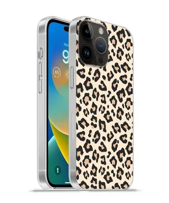 Obrázok produktu pre Kryt mobilného telefónu pre Apple iPhone 14 Pro Biela - Ružová - Leopardí vzor Silikónové mäkké puzdro