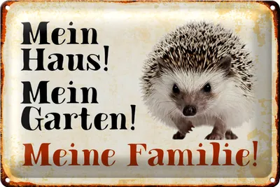 Produktbild von Blechschild Igel 30x20cm mein Haus mein Garten meine Familie