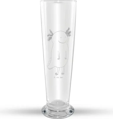 Produktbild von Mr. & Mrs. Panda Weißbierglas Axolotl Glücklich - Transparent - Geschenk, gut Gelaunt, Bier Glas, Lebensfroh, Weizenbier, Weizen, Mr Mrs Weizenglas, Schwanzlurch, Lurch