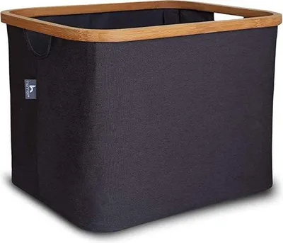 Image de HENNEZ Panier de rangement "Adrian", 40 litres - pliable - cadre en bambou solide