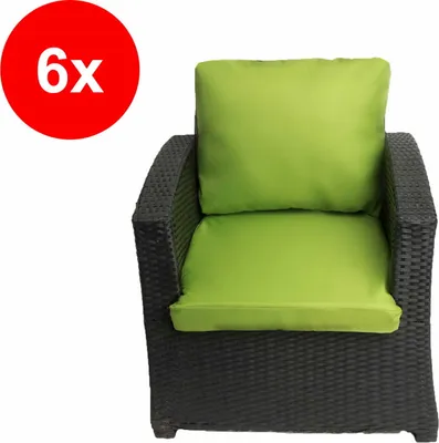 Obrázok produktu pre Polyratanový vankúš na kreslo 6ks Zelený-Sedadlo 56x52cm+56x50cm|Vankúše na záhradný nábytok,Vankúš na záhradné stoličky, Ratanové vankúše na kreslá