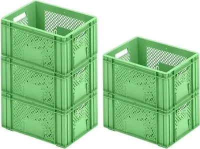 Produktbild von SparSet 5x Eurobehälter Obst- und Gemüsekasten | HxBxT 19x30x40cm | 18 Liter | Grün | Obst-Gemüsekiste, Obstkorb, Transportbox