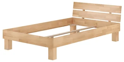 Produktbild von Einzelbett Buchebett massiv natur 120x200 Futonbett Bettrahmen Zubehör wählbar V-60.80-12