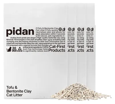 Produktbild von pidan Tofu- & Bentonit-Katzenstreu 9,6 kg (4 Beutel)