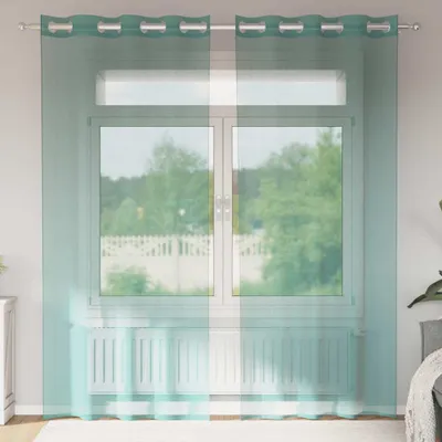 Produktbild von "2026 Promotion" Voile Vorhänge mit Ösen 2 Stk. - Hohe Qualität - Türkis - Gardinen & Vorhänge CC25450