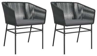 Produktbild von vidaXL Gartenstühle 2 Stk. mit Kissen Schwarz Poly Rattan
