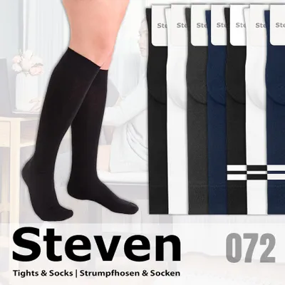 Produktbild von STEVEN 072 Damen Kniestrümpfe Baumwolle Damen Mädchen Socken Lange Reitstrümpfe Uni - Schwarz - 29-31