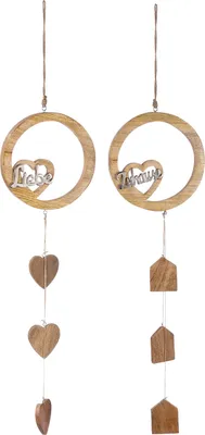 Produktbild von Gilde Girlande, Herzmotiv, Schriftzug, Mangoholz, naturfarben, L. 2 cm, B. 22 cm, H. 89 cm 41909 4063387419090 2 Stück (2-fach sortiert)