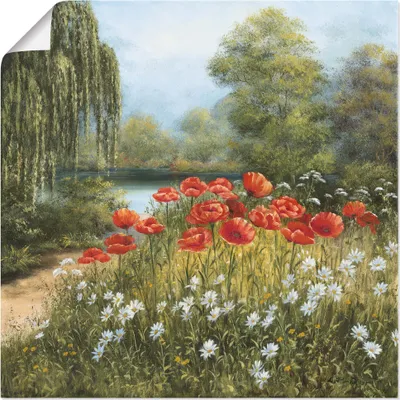 Produktbild von ARTland Poster Mohnwiese am See Größe: 70x70 cm