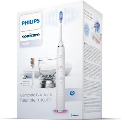 Obrázek produktu pro Philips Sonicare DiamondClean Smart 9400 DiamondClean HX9917/88 Sonický kartáček s aplikací a nabíjecí skleničkou, Dospělý, Sonický, Denní péče, Hloubkové čištění, Péče o dásně, Citlivý, Bělicí, 62000 pohybů za minutu, Bílá, 2 min