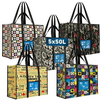 Productafbeelding van Tassen "Hollydays". (2 x 30 l) (2 x 50 l) (2 - Set van 8 - Rugzakriemen en stevige handgrepen - Opslag - Verhuizing