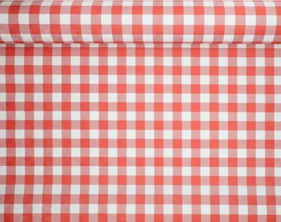 Produktbild von Papiertischtuch mit Damastprägung 50 m x 1 m rot "Vichy Karo"
