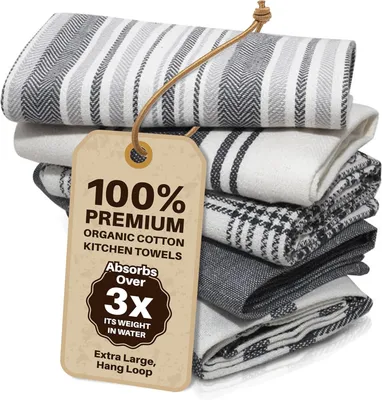 Produktbild von Set von 5 Küchentüchern, 100% Baumwolle, 45 x 70 cm, Super Absorbierende Geschirrtücher, für Küche