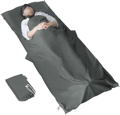 Produktbild von 100% Baumwoll-Reiseschlafsack 90 x 220 cm mit Kissenfach