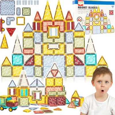 Image de Malplay Blocs de construction magnétiques Enfants Puzzle 3D Educatif 60 pièces Cadeau de Noël dès 3 ans