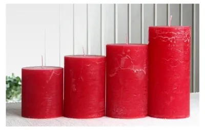 Produktbild von Rustikale Stumpenkerzen-Adventsset, groß, 7 cm Ø, rot