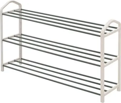 Immagine prodotto di Scaffale per scarpe a 3 ripiani – Scaffale per 12 paia di scarpe – Struttura in metallo – Giunti in ABS – Facile da montare – Salvaspazio – Scaffale porta scarpe – Organizer fai da te per ingresso, camera da letto o bagno