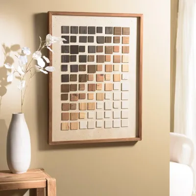 Produktbild von SANDY – Wanddekoration 62 x 82 cm, Mosaik aus recyceltem Kiefernholz